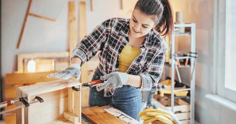 Girl busy with DIY projects for home decor